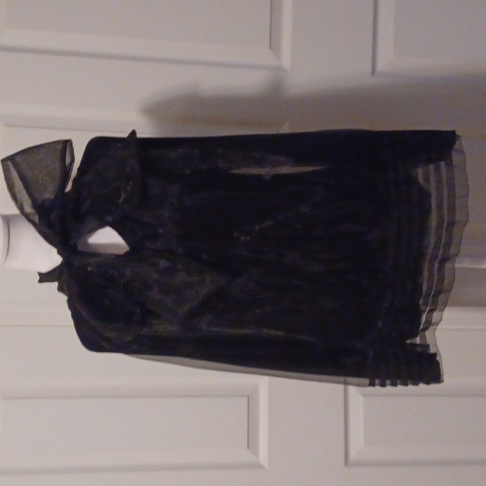 <   Garcia Black Top With Sheer Overlay And Bow